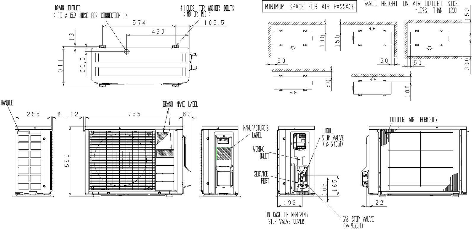 Drawing of air conditioner with their all parts in detailing