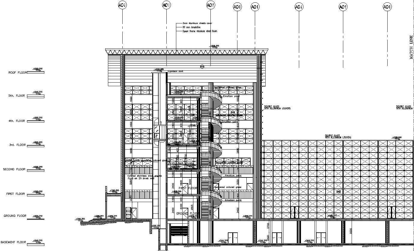 Drawing of commercial building in detail AutoCAD drawing