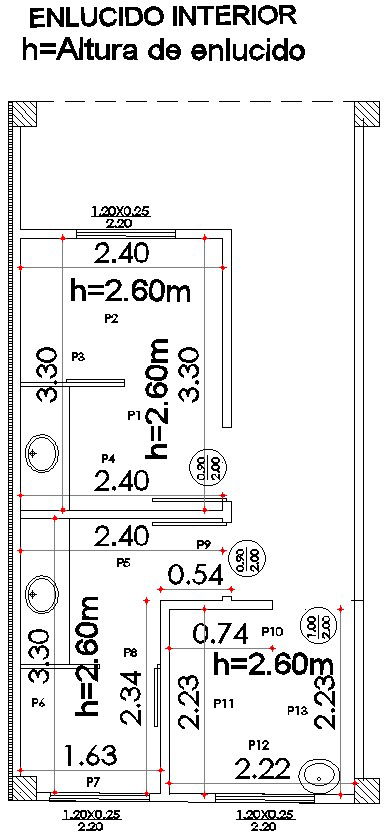 Drawing of interior plastering in house