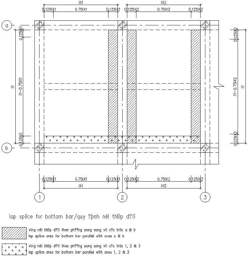 Drawing of lap splice for bottom bar