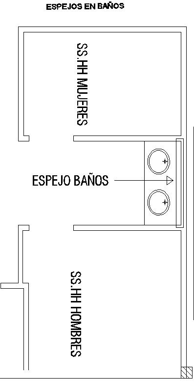 Drawing of mirrors in bathrooms