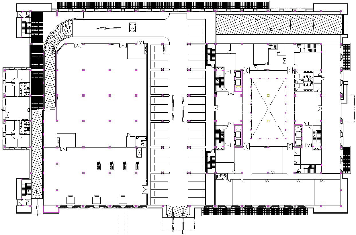 Drawing of public mall with detail AutoCAD drawing
