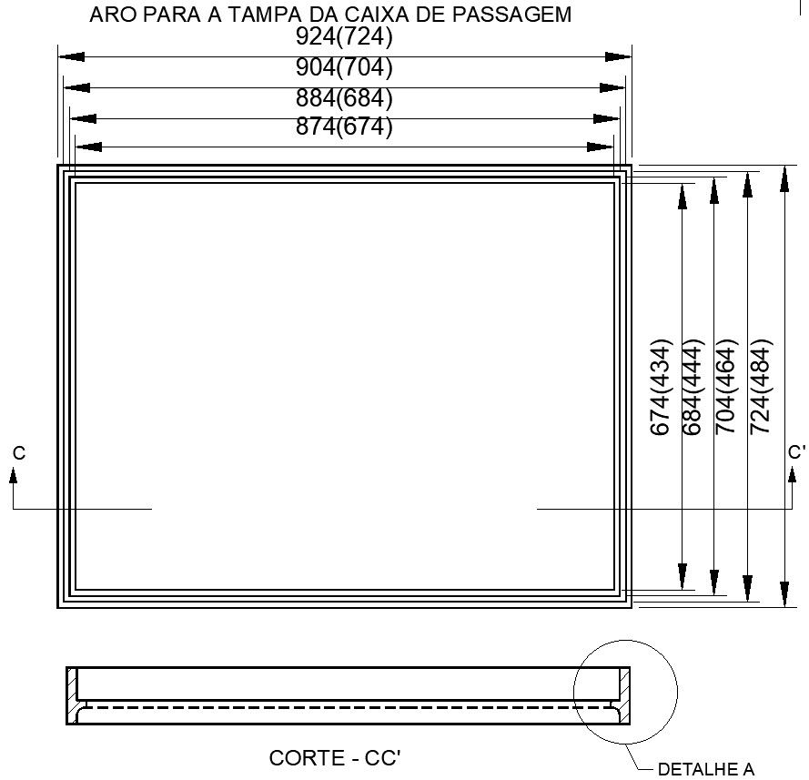Drawing of ring for the junction box cover with detailing