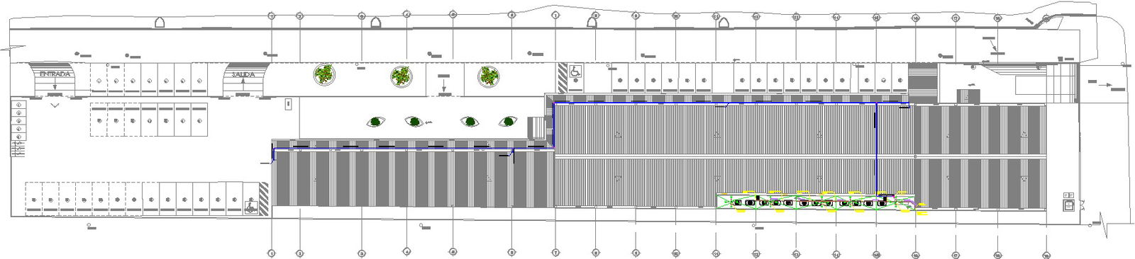 Drawing of roof plan of warehouse with detailing