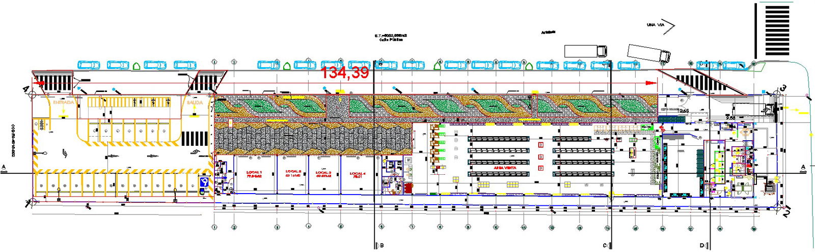 Drawing of sale area and roof projection with detailing