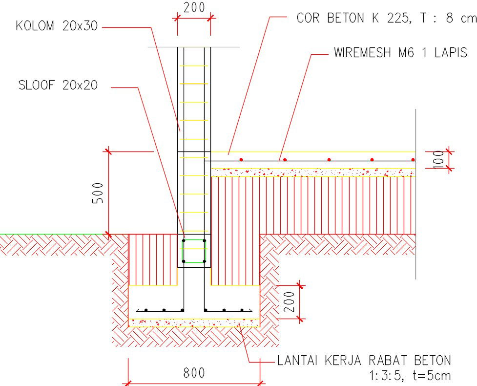 Drawing of vertical stair detail.