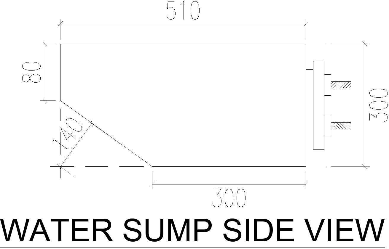 Drawing of water sump side view 