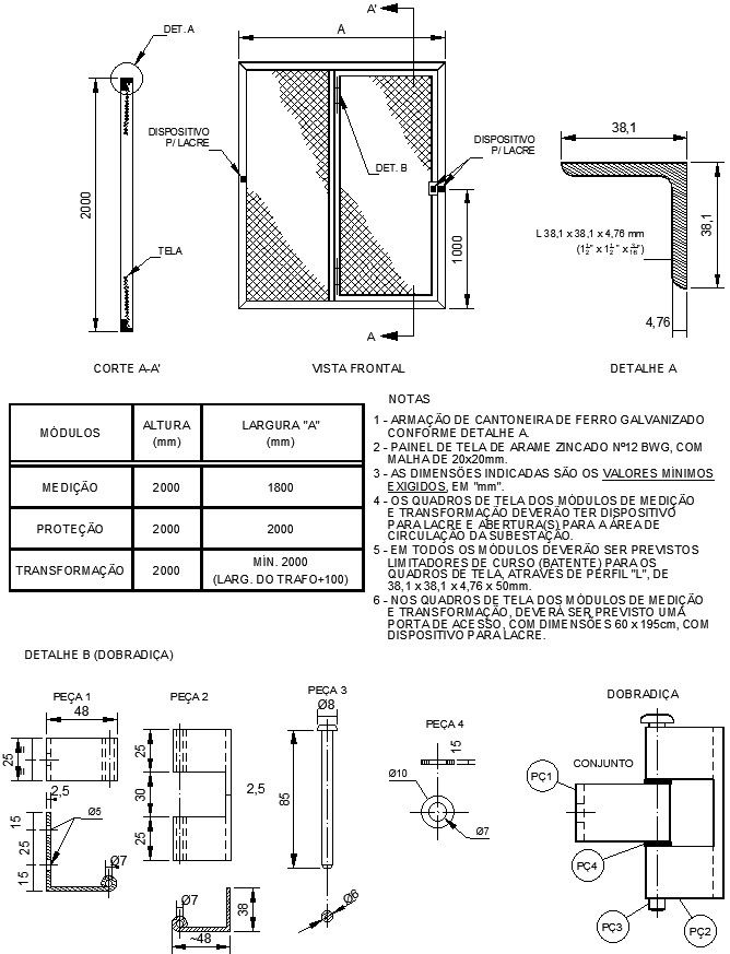 Drawing of window with section detailing