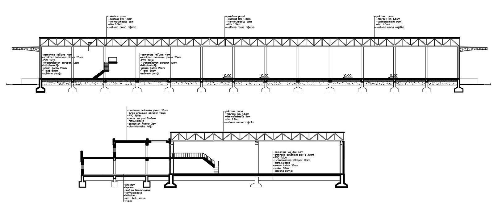 Drawings details of bridge structure section 2d view dwg file