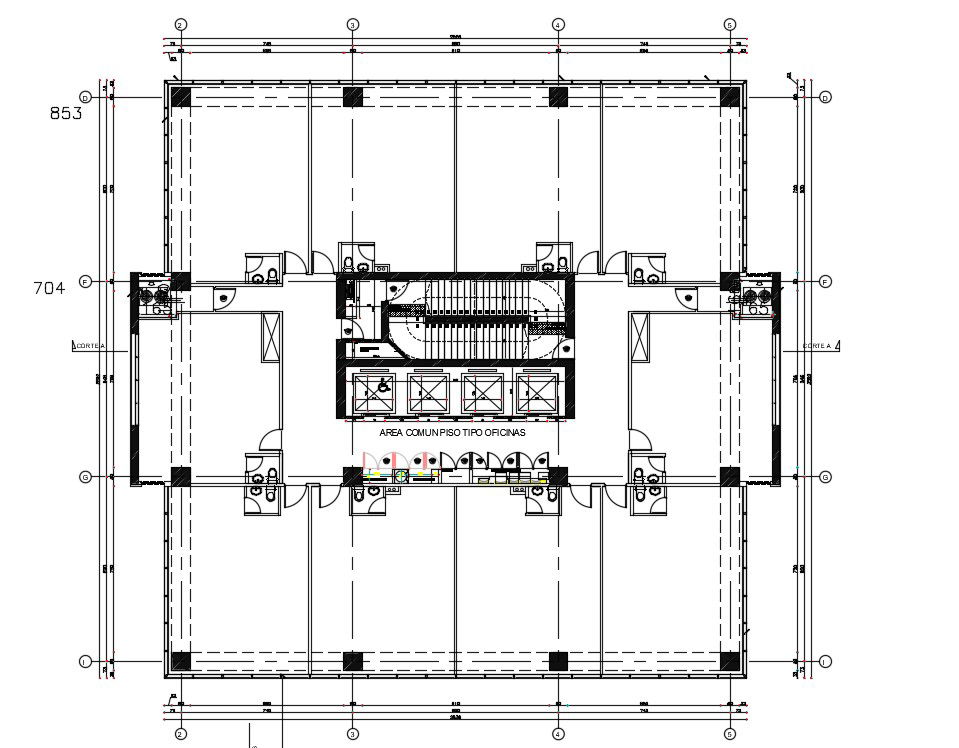 Drawings details of office building terrace plan dwg autocad file