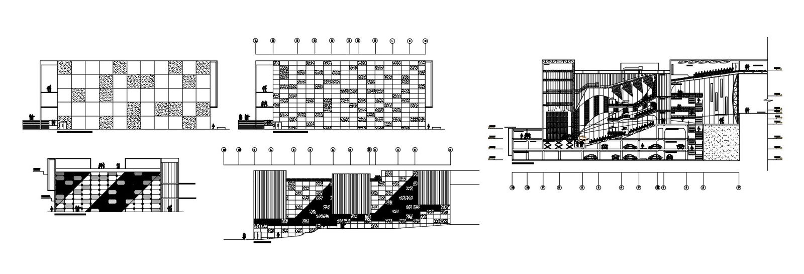 Drawings of commercial building sectional and elevation detailed dwg file