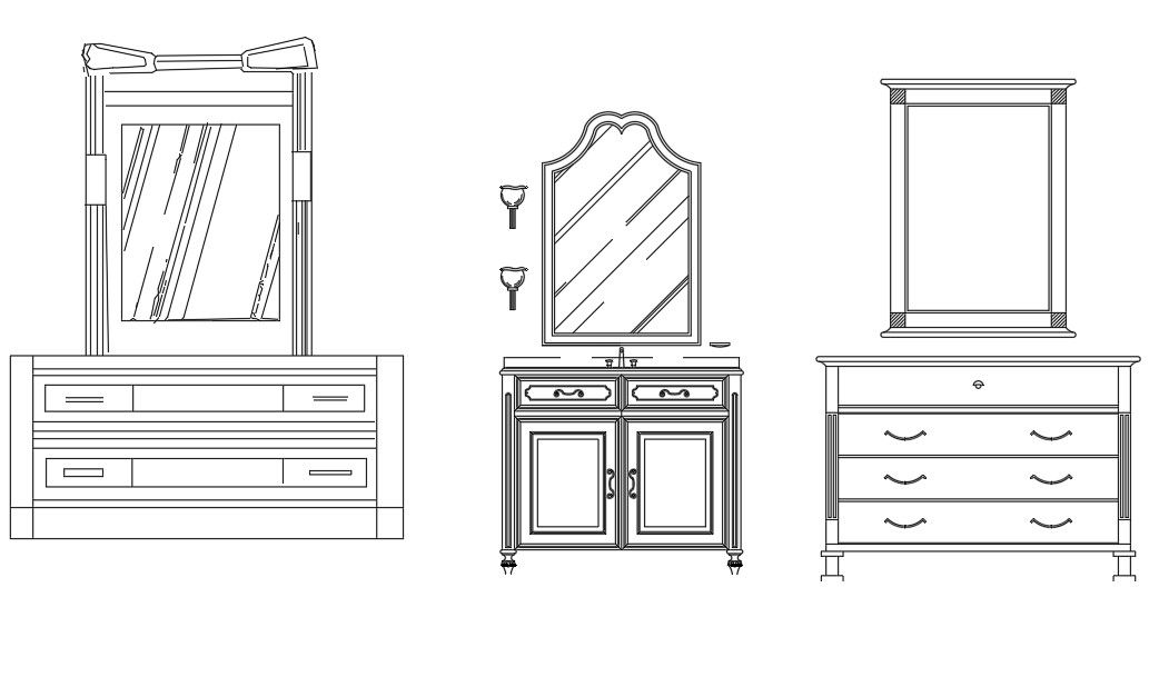 Dressing Table CAD Blocks DWG AutoCAD File for Interior Design
