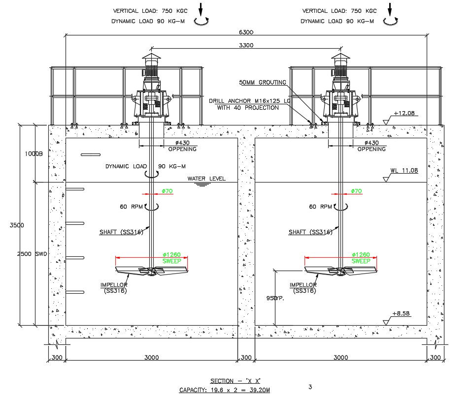 Drill Anchor Into Water Tank Section Drawing DWG File