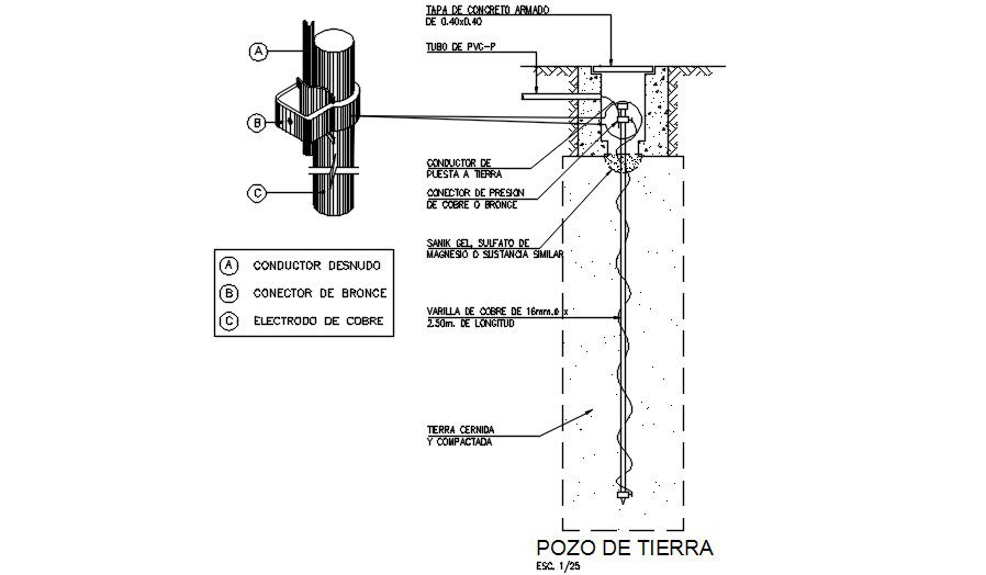 Drilling detail is given in this Autocad drawing file. Download the 2D Autocad file.
