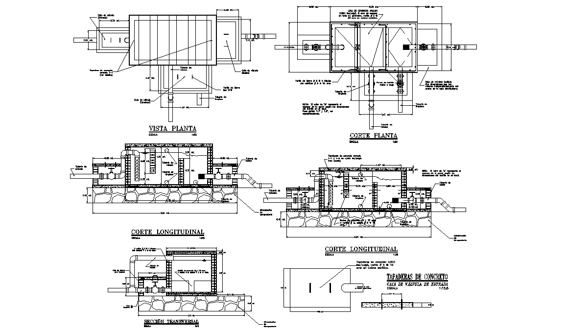 Drinking water supply line plan and section layout file