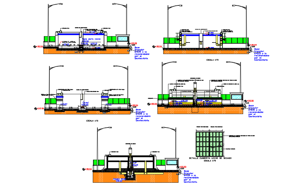 Drinking water treatment plant elevation dwg file