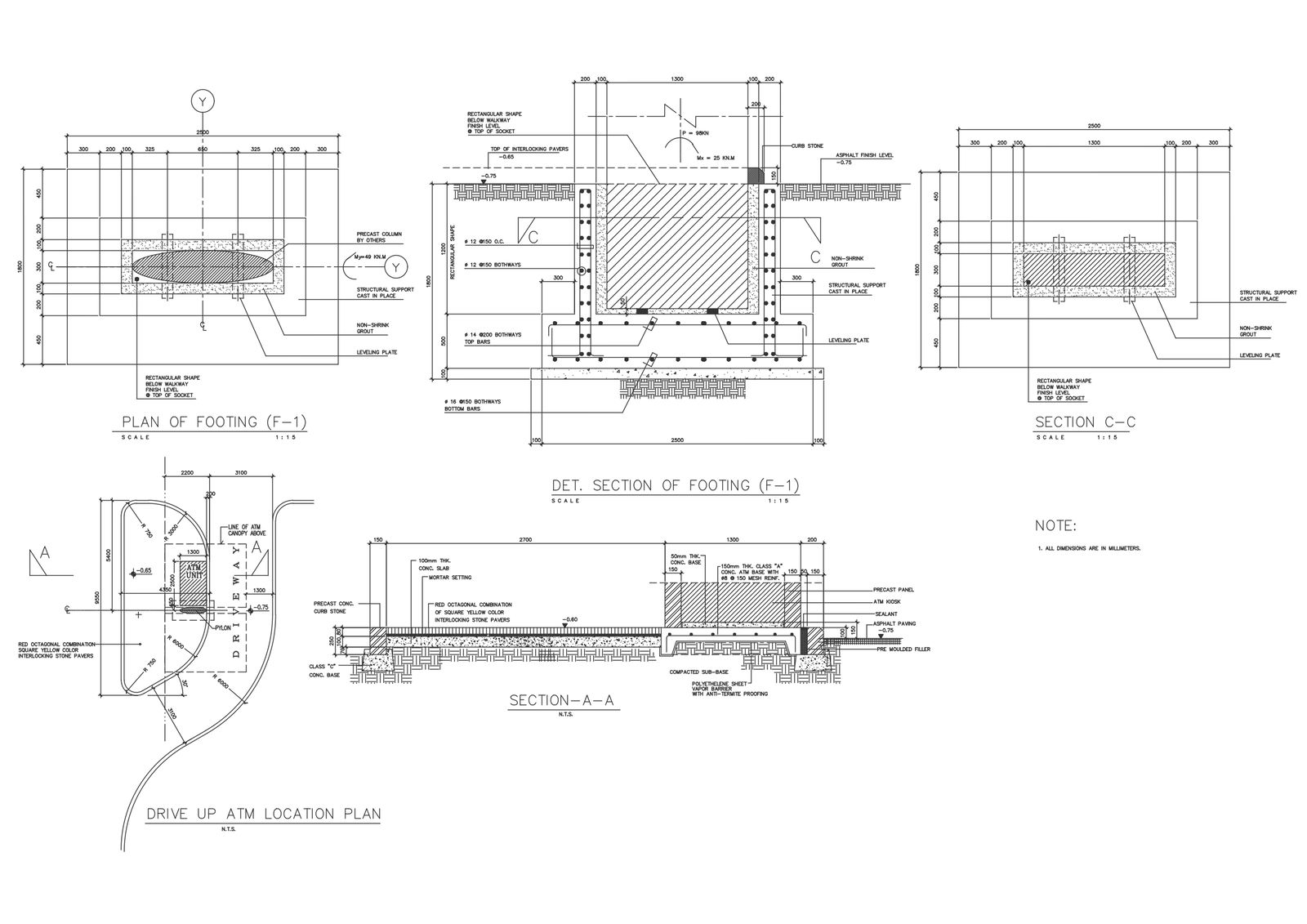 Drive up atm location plan with detailed dwg autocad drawing .