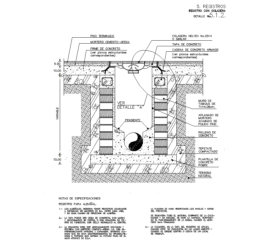 Drop hole sewer detail section 2d view layout autocad file