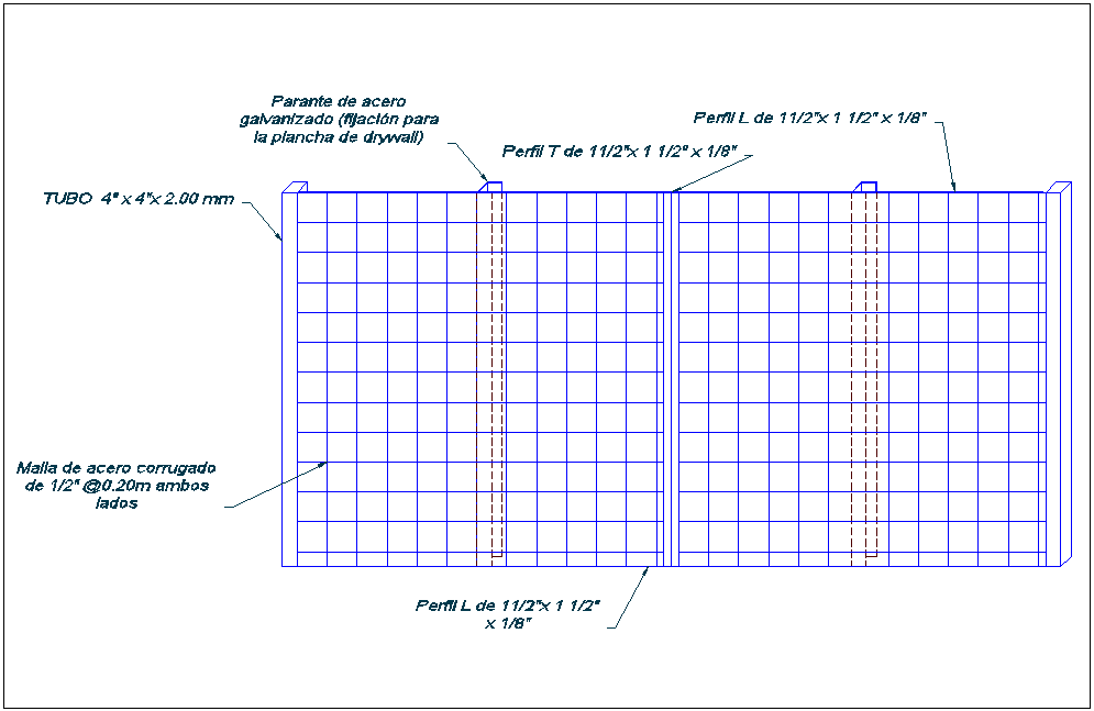 Dry wall steel structure detail elevation of office area dwg file