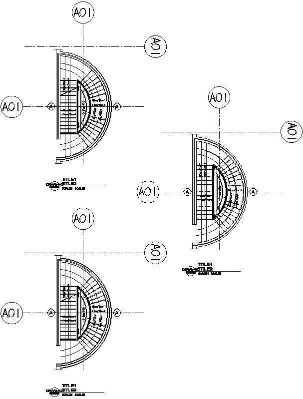 D - shaped staircase plan in details in AutoCAD, dwg file.