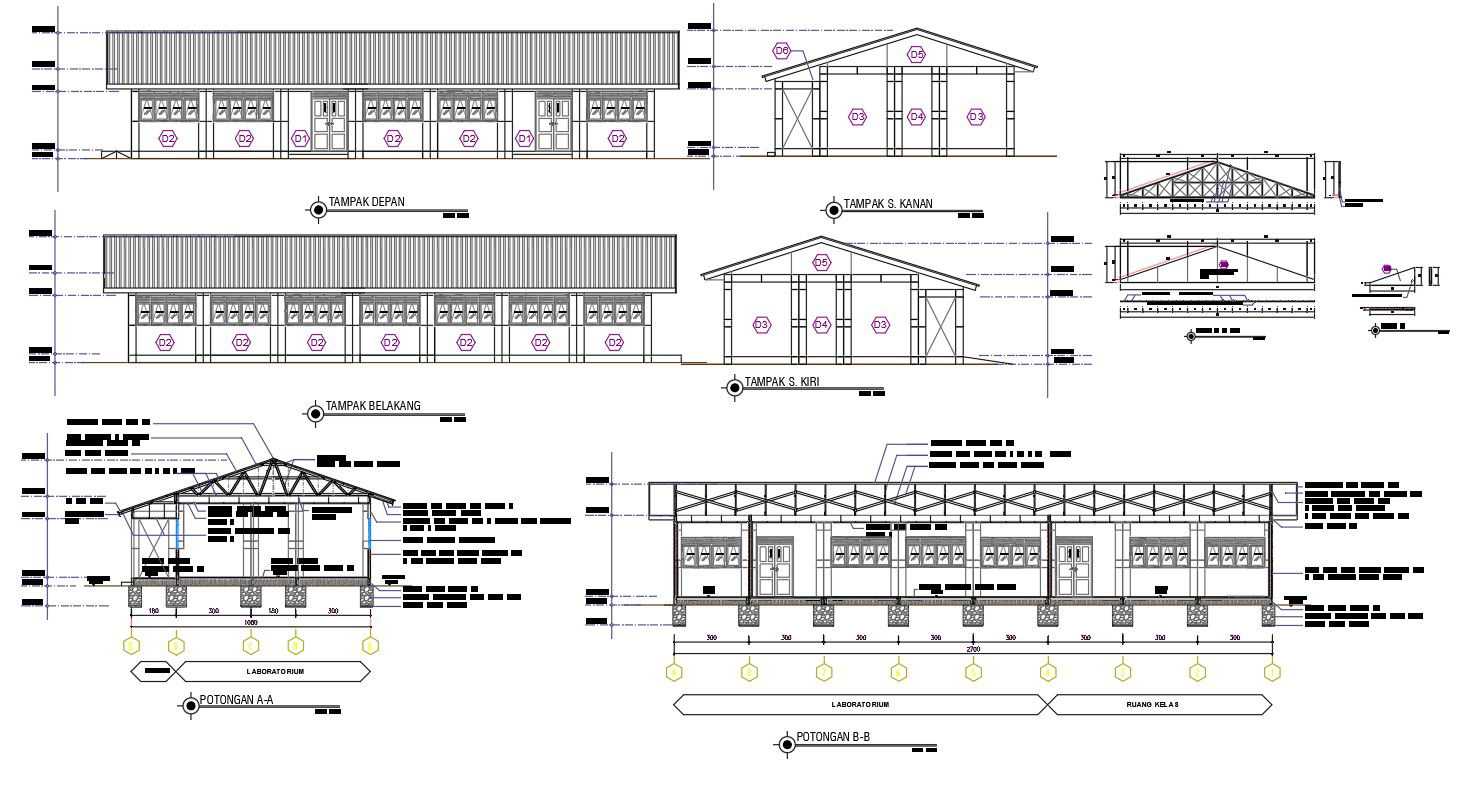 Dual House Building Design AutoCAD Drawing