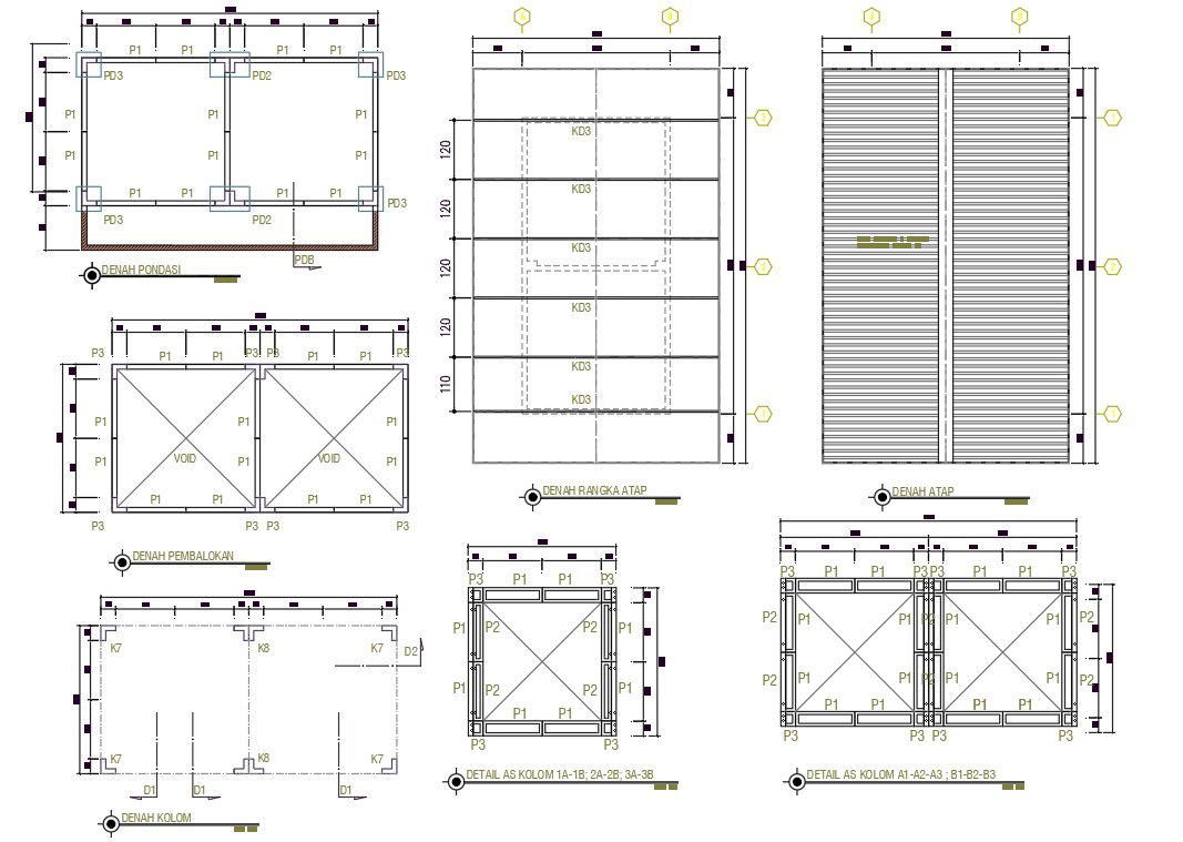 Dual House Concrete Plan Design DWG File