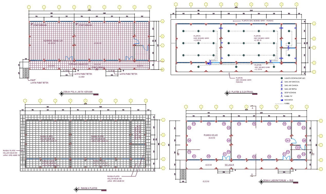 Dual House Floor With Center Line Plan CAD Drawing