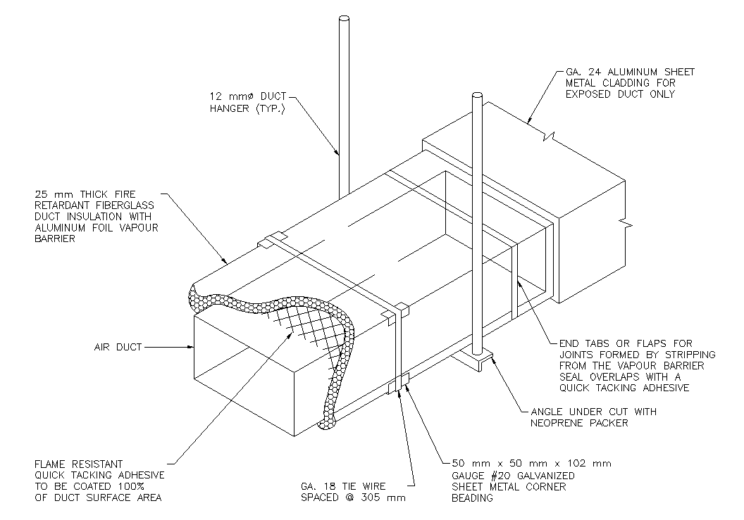 Duct detail cad drawing is given in this cad file. Download this cad file now.
