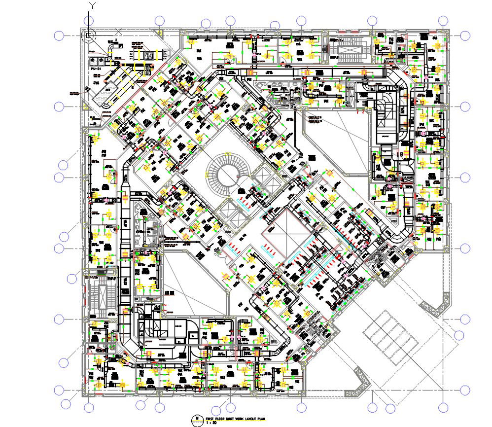Ductwork Out In Commercial Building AutoCAD File