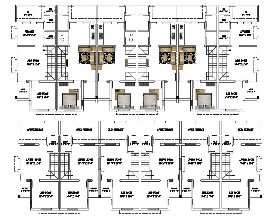 Duplex House Plans In AutoCAD File