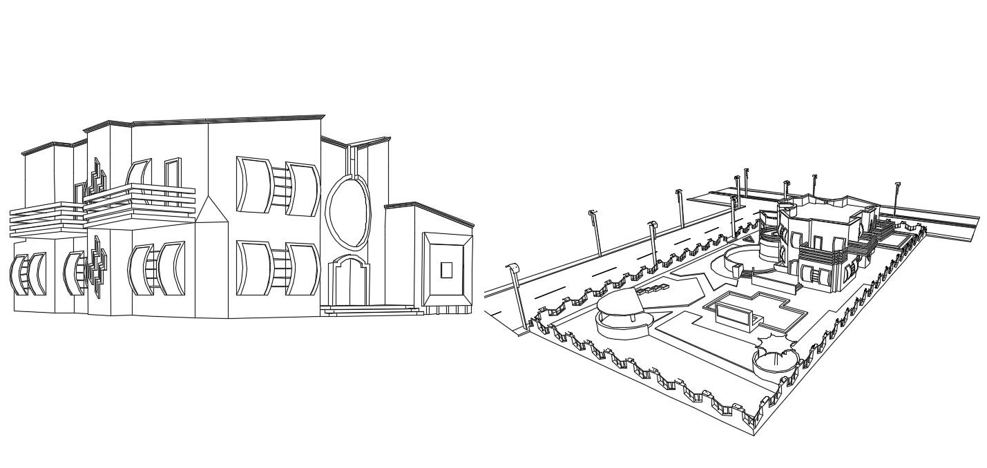 3D Model of Duplex Villa Design with Modern Architectural Layout