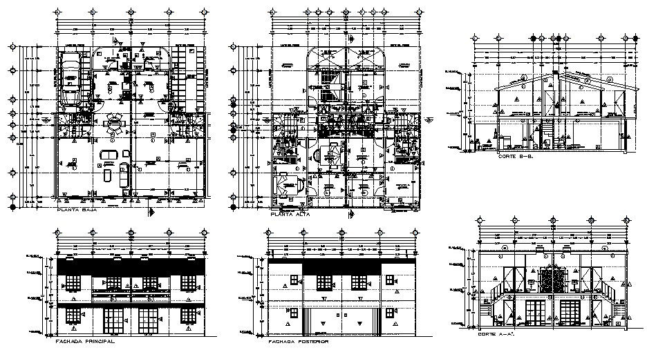 Duplex apartment on two levels detailed architecture project dwg file