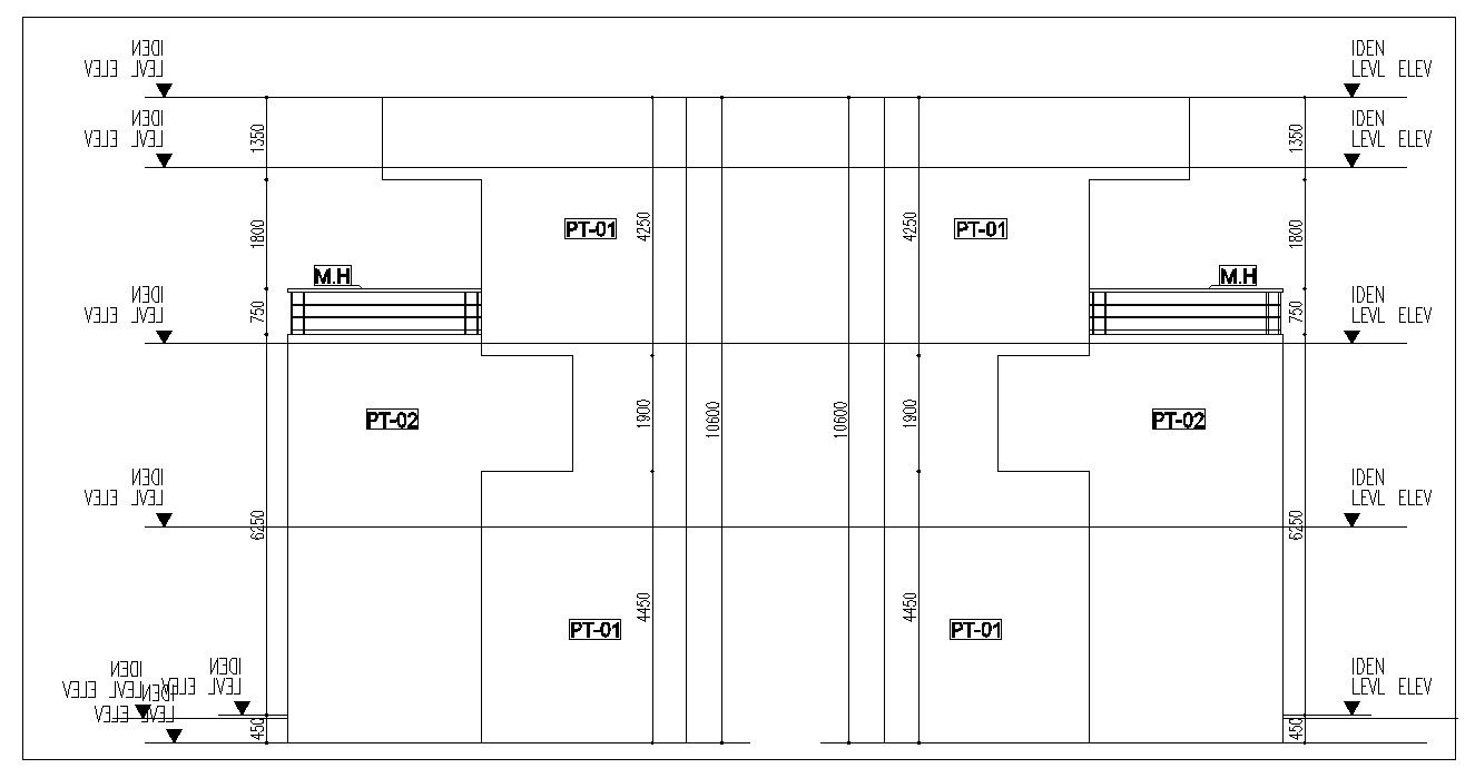 Duplex House Building Elevation Design AutoCAD File