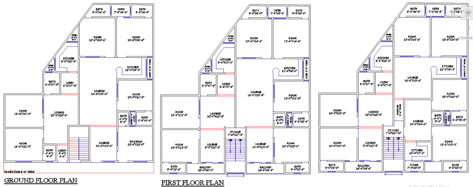 Spacious Two-Story Duplex House Plan in AutoCAD DWG File