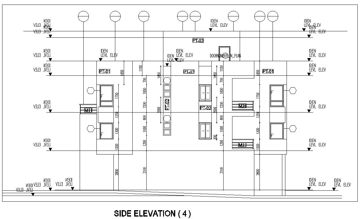 Duplex Side Elevation Design AutoCAD File