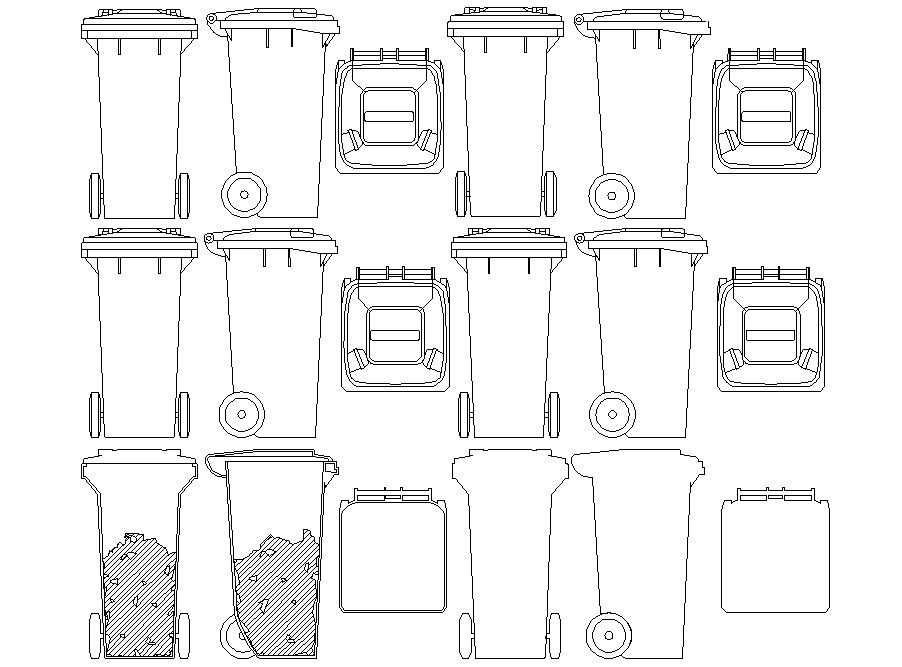 Dustbin CAD design drawing