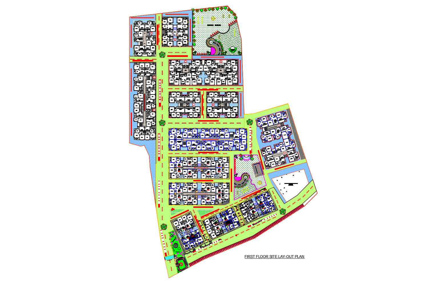 Dwg file of Site layout plan of residential apartment