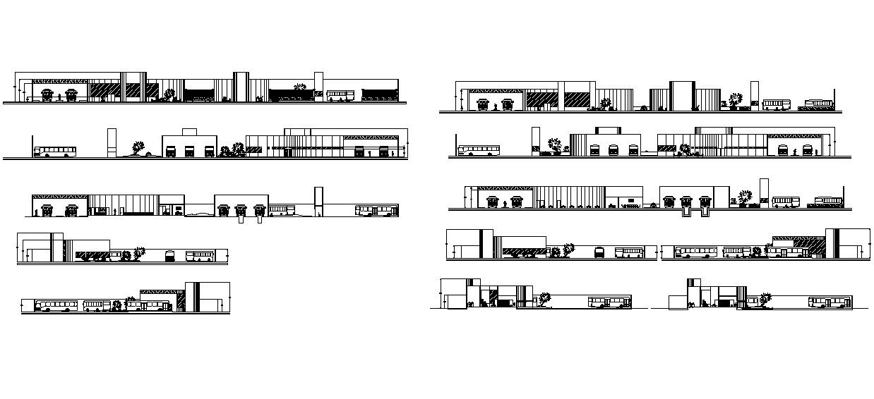 Dwg file of bus terminal elevations