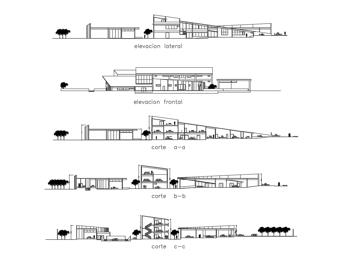 Dwg file of hostel elevations
