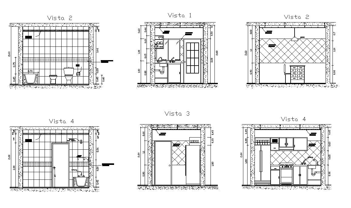 Dwg file of kitchen and toilet elevations