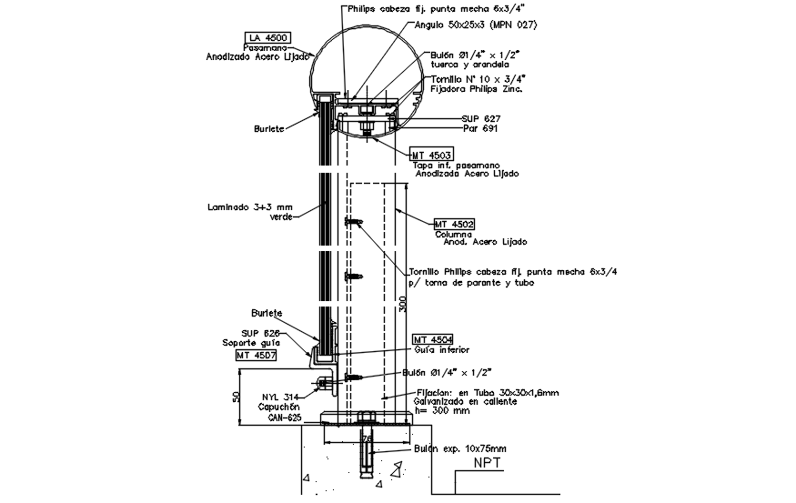 Dwg file of railing detail 