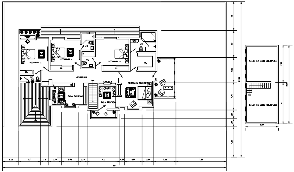 Dwg file of residential bungalow