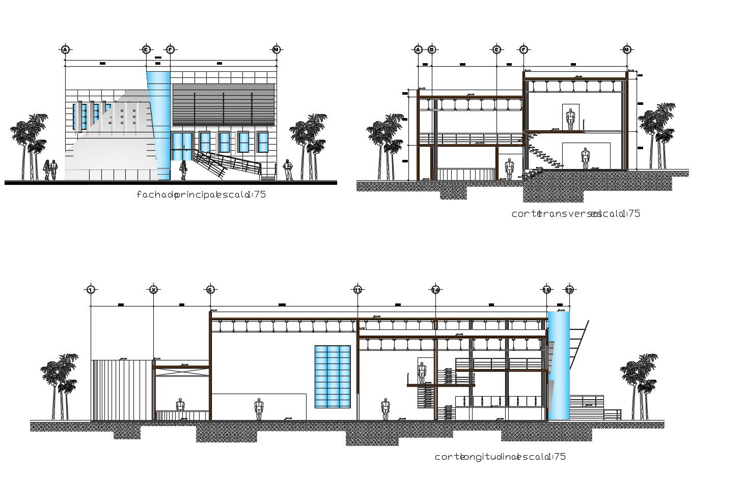 Dwg file of restaurant building with elevation details