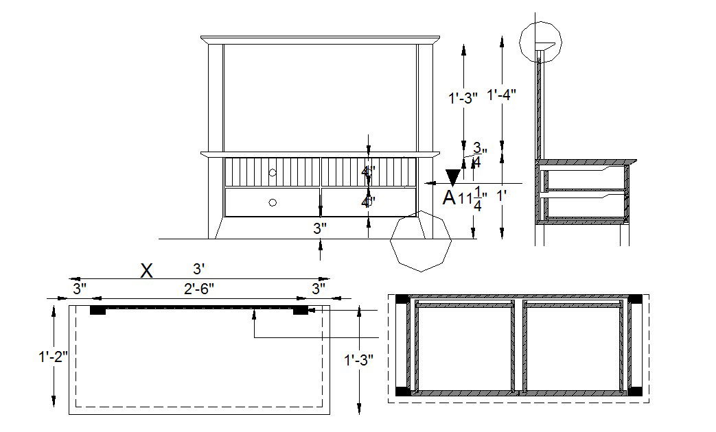 Side Table Design In AutoCAD File