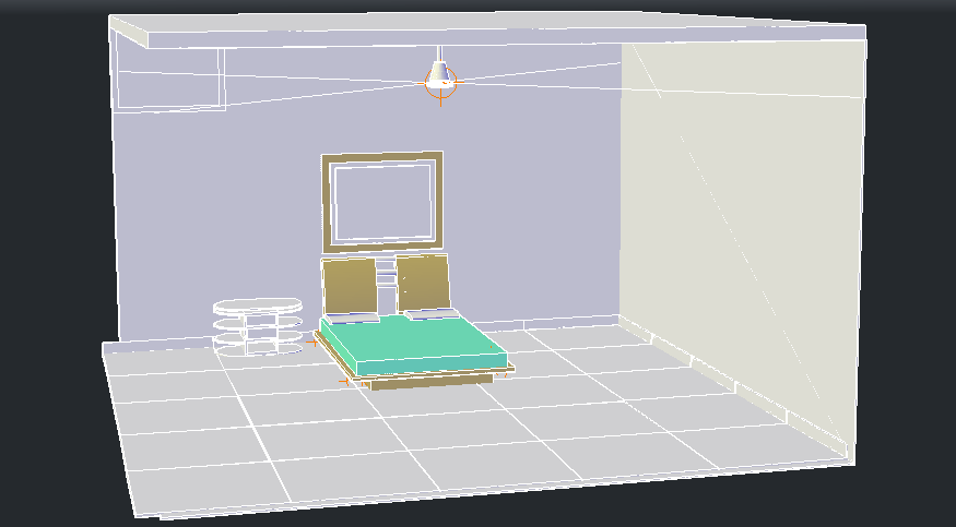 Dwg file of the bedroom in 3D