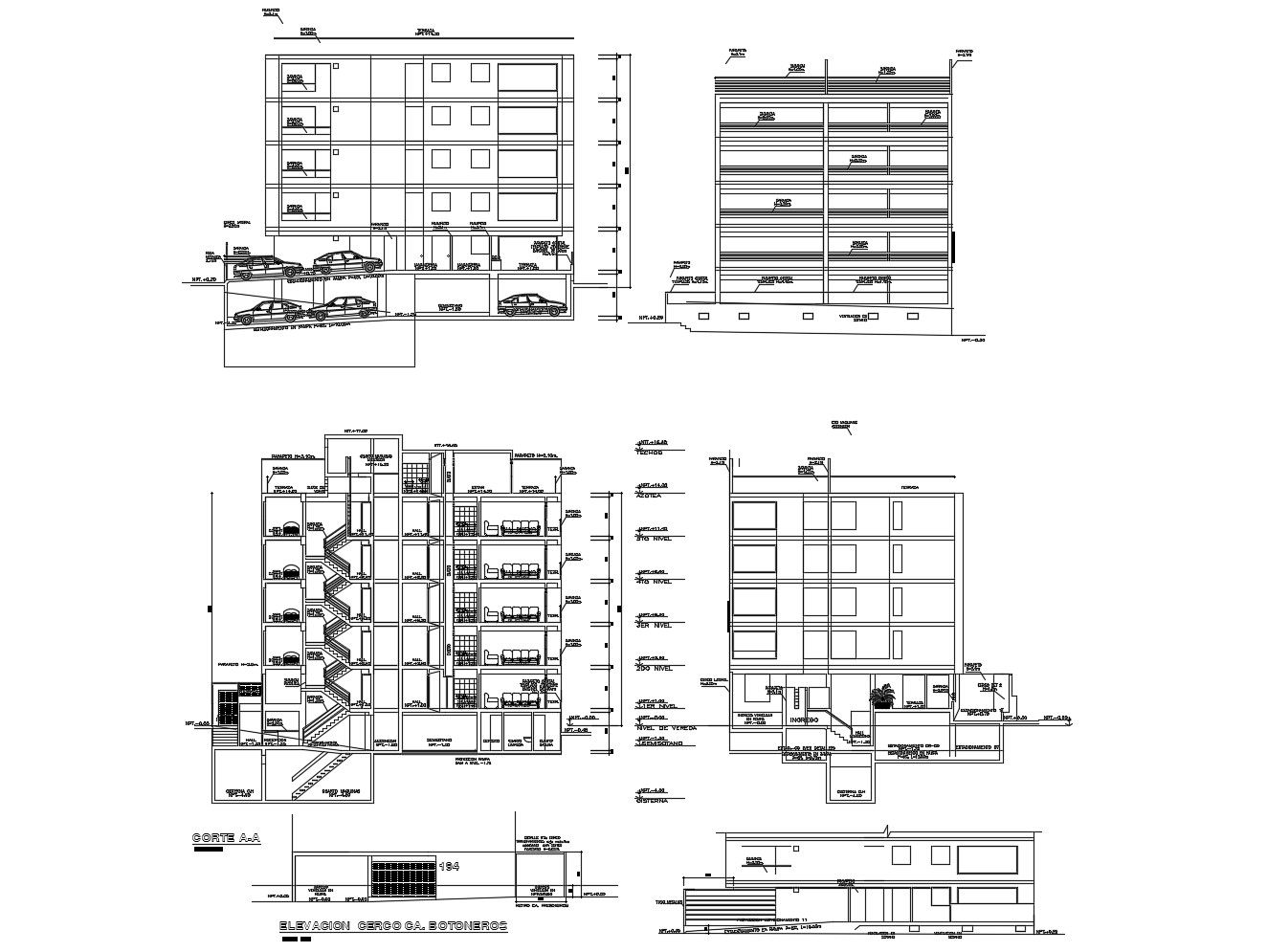 Dwg file of the residential apartment with elevation and section