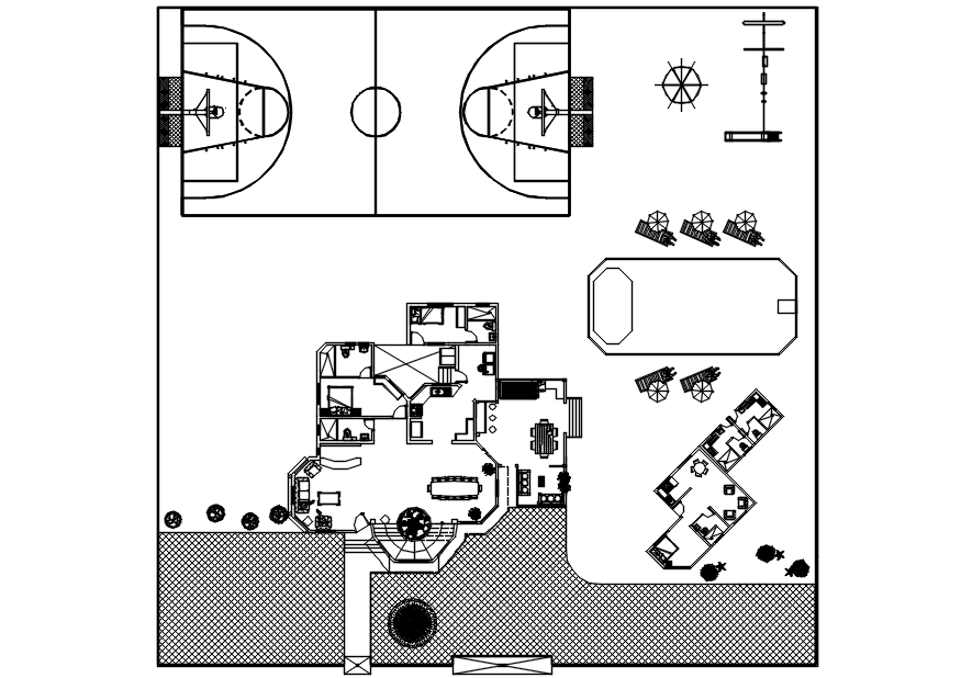 Dwg file residential bungalow