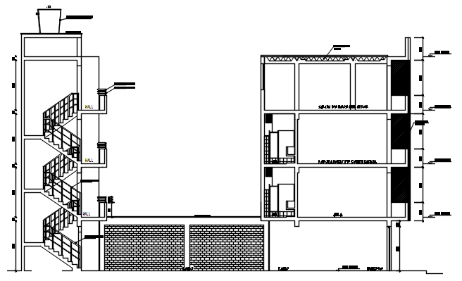 Dwg file sectional elevation of school 