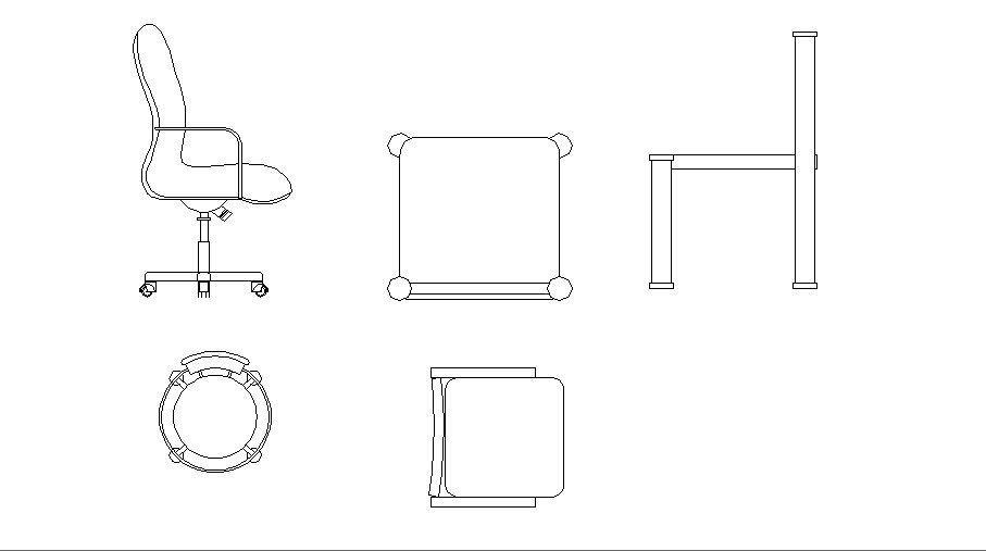 Dynamic common chair blocks elevation cad drawing details dwg file