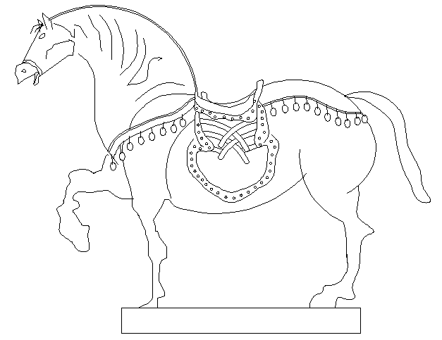 Dynamic horse sculpture cad block design dwg file